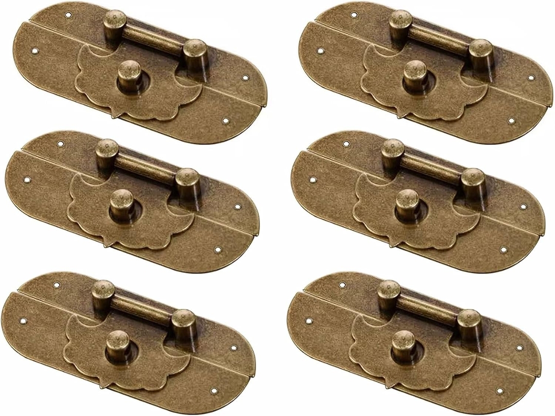 Conjunto De 6-fechos Caixa Em Cobre Antigo, Ferragens Em Estilo Vintage Para Fechadura De Armário Estojo Joias Madeira
