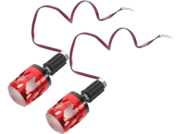 Ponteiras universais para motocicletas com iluminação LED integrada e protetores de luvas.