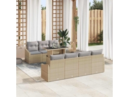 Vidaxl Conjunto De Sofá De Jardim 8 Unid. Bege Vime Pe