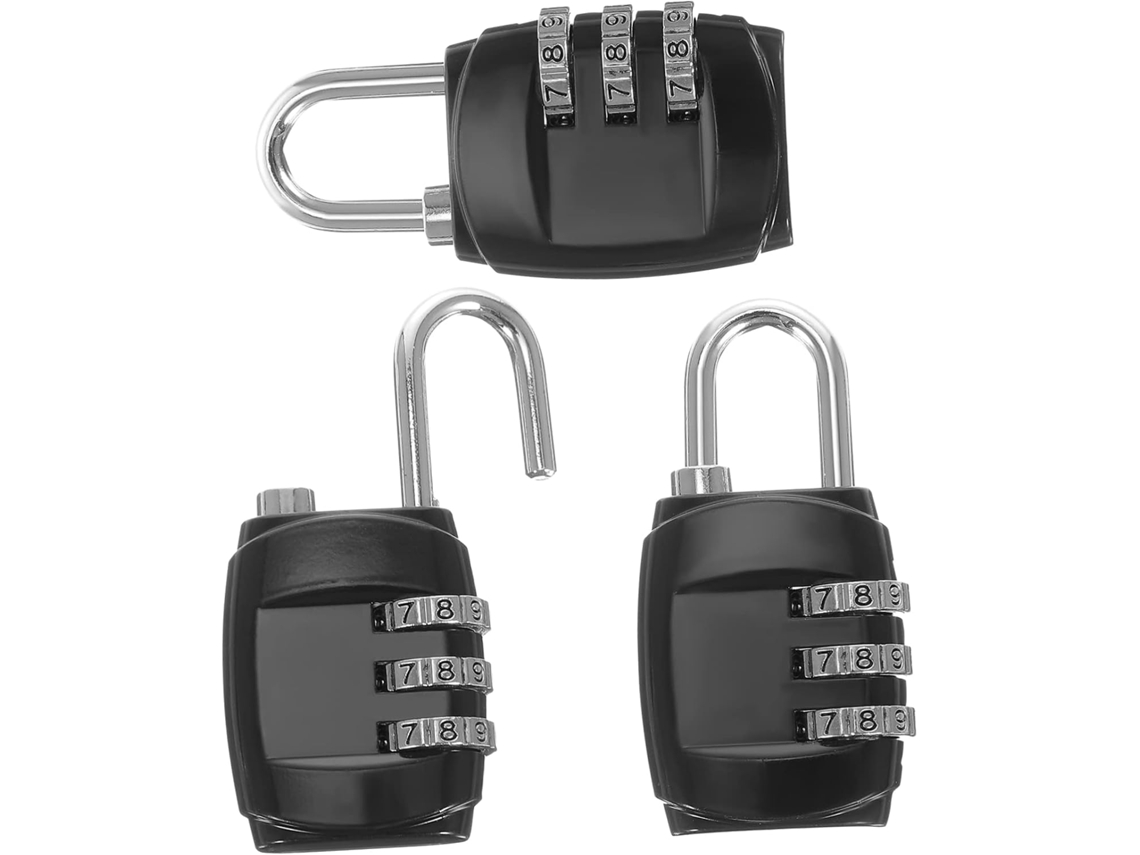 Conjunto De 3 Cadeados Com Combinação Para Malas Viagem, Armários E