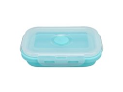 Caixa De Alimento Silicone Colapsável Resistente Ao Calor 500ml Azul