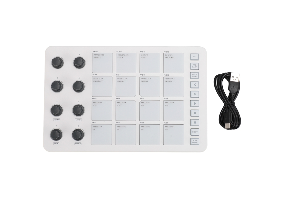 Controlador Midi LAXISCREED 16 Pads 8 Botões Rgb Usb