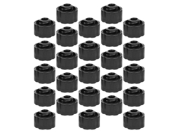 Pacote Com 25 Tampas Pretas Reutilizáveis Em Pp Com Design Ergonômico Para Agulhas.