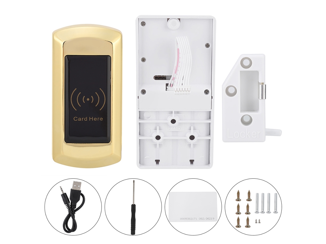 Fechadura De Armário Laxiscreed Com Tecnologia De Indução, Acabamento Dourado E Suporte Para Cartões De Id Quadrados