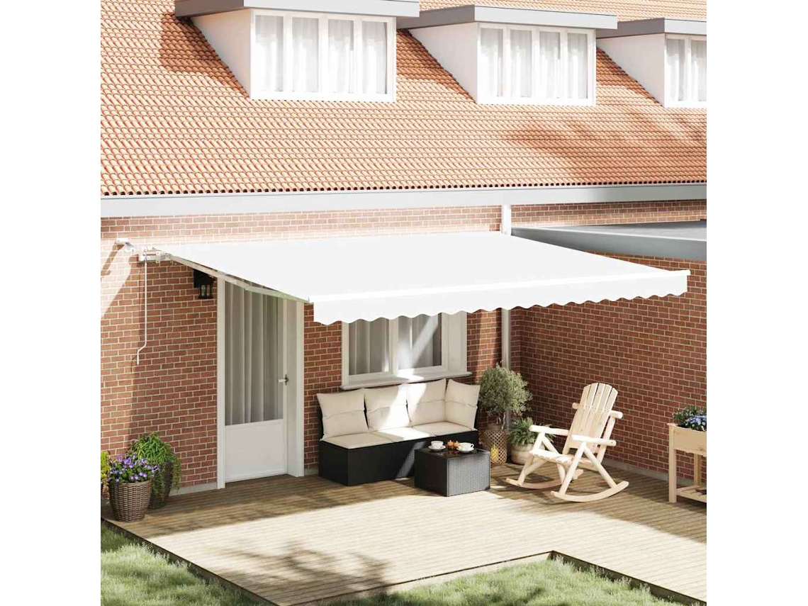 Vidaxl Toldo Retrátil Branco 450 × 300 Cm Poliéster