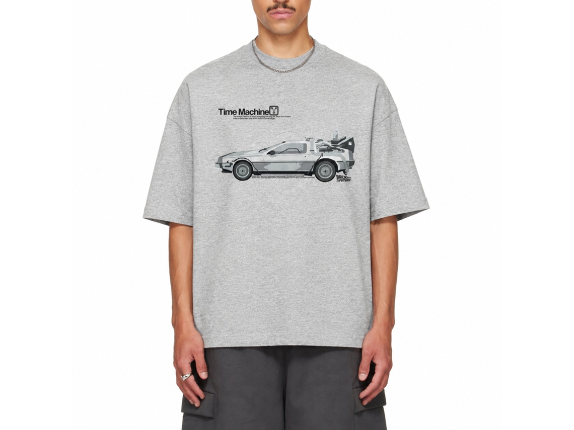 Rockinstone Back To The Future Movie Car Heather Gray Adult T-shirt Size:xxl