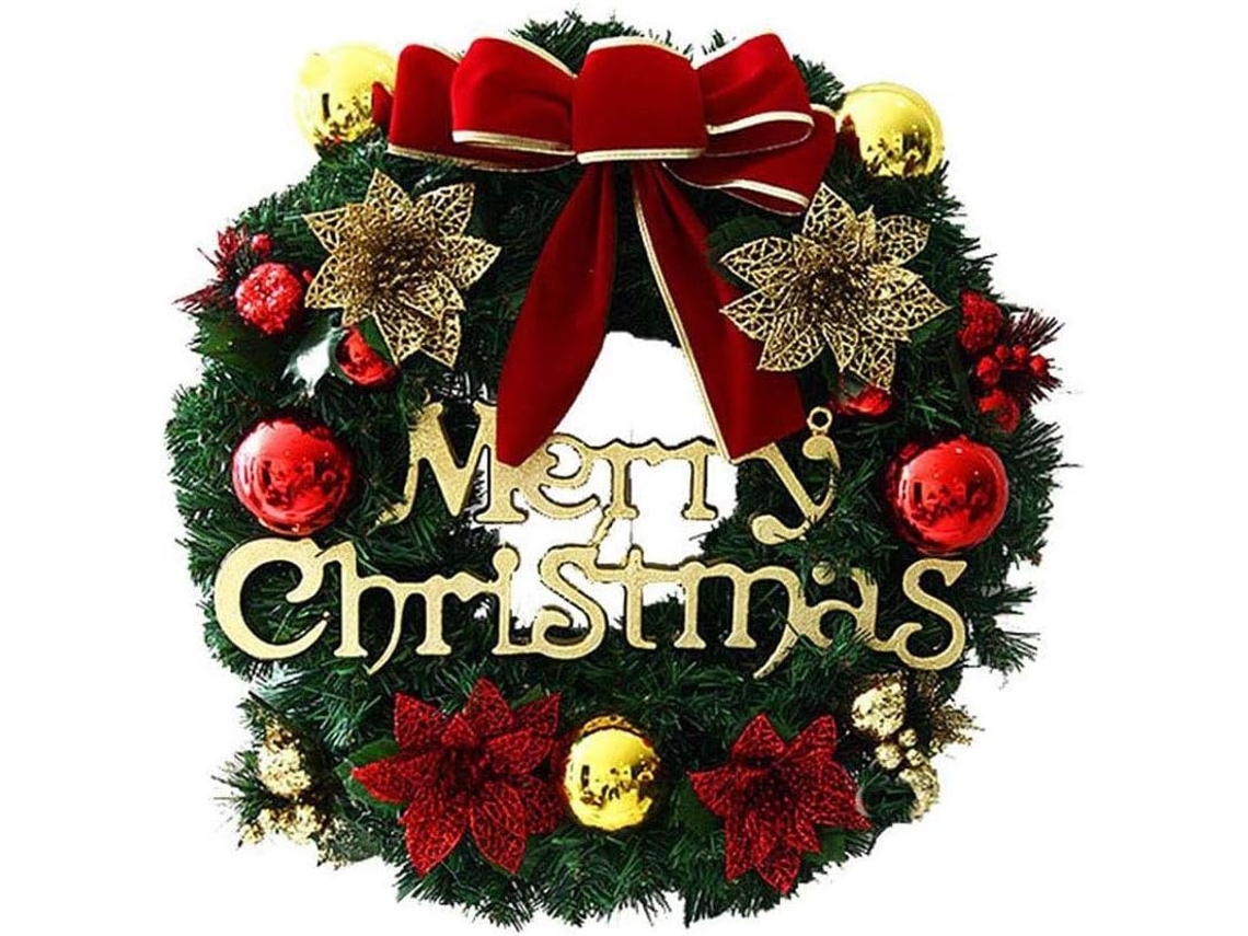 Guirlande De Avec Noeud Rouge Feliz Natal Para Porta De Entrada, Decoração De, Decoração De Interior, 50 Cm,