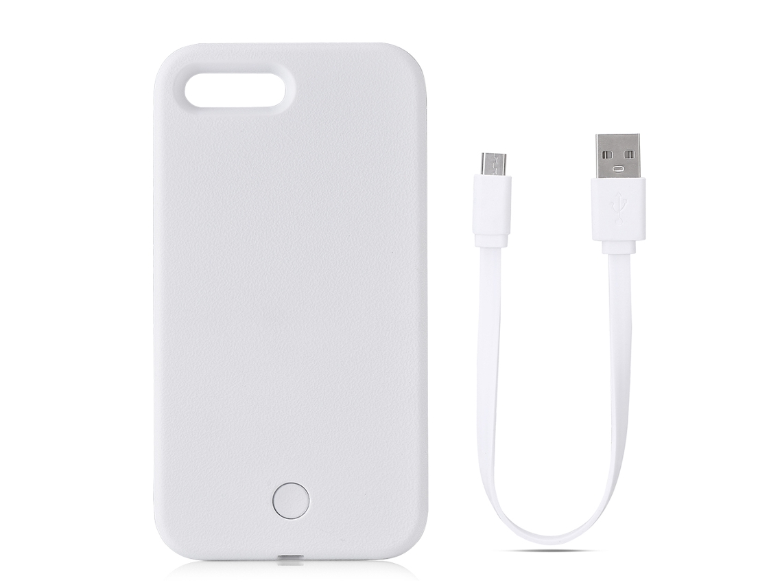 Recomendação de Capa de Telefone com Luz de Preenchimento para Selfie Luminosa, Compatível com Iphone 8p Branco. EOOCOO