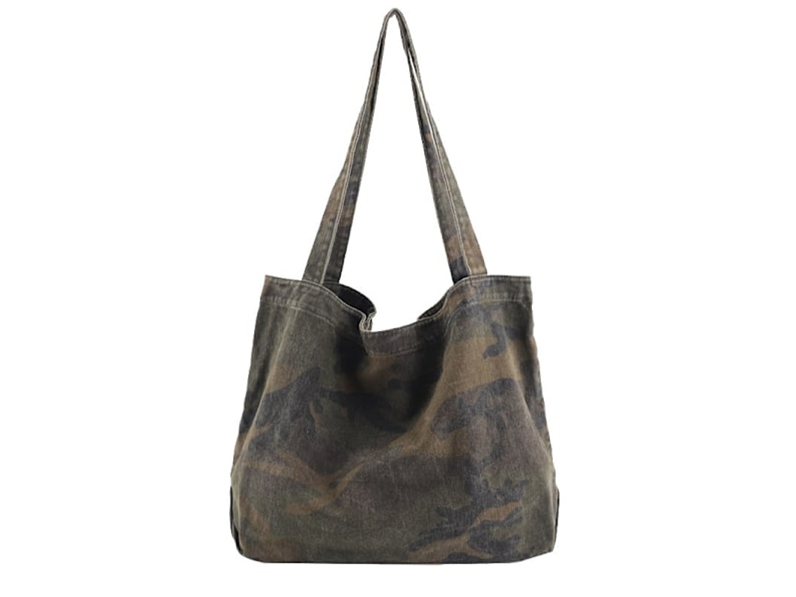 Bolsa Vintage AQUAFORGE, Lona Camuflada, Estilo Sacola, Mulheres