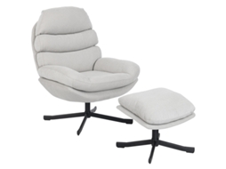 Poltrona Chenille Creme Com Descanso Para Pernas