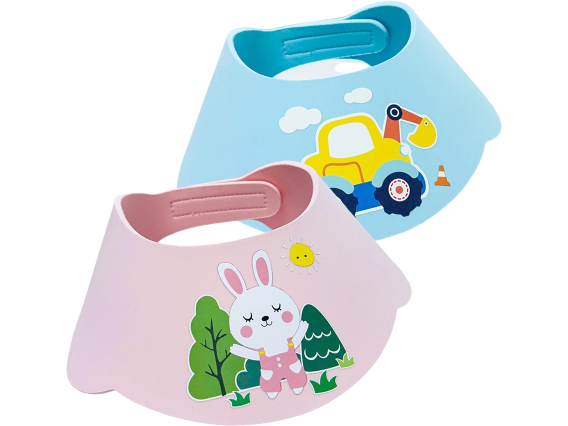 Touca De Banho Infantil Duas Peças, Com Abas Largas Para As Orelhas E Proteção Ajustável Contra Água Lavar O Cabelo Dos