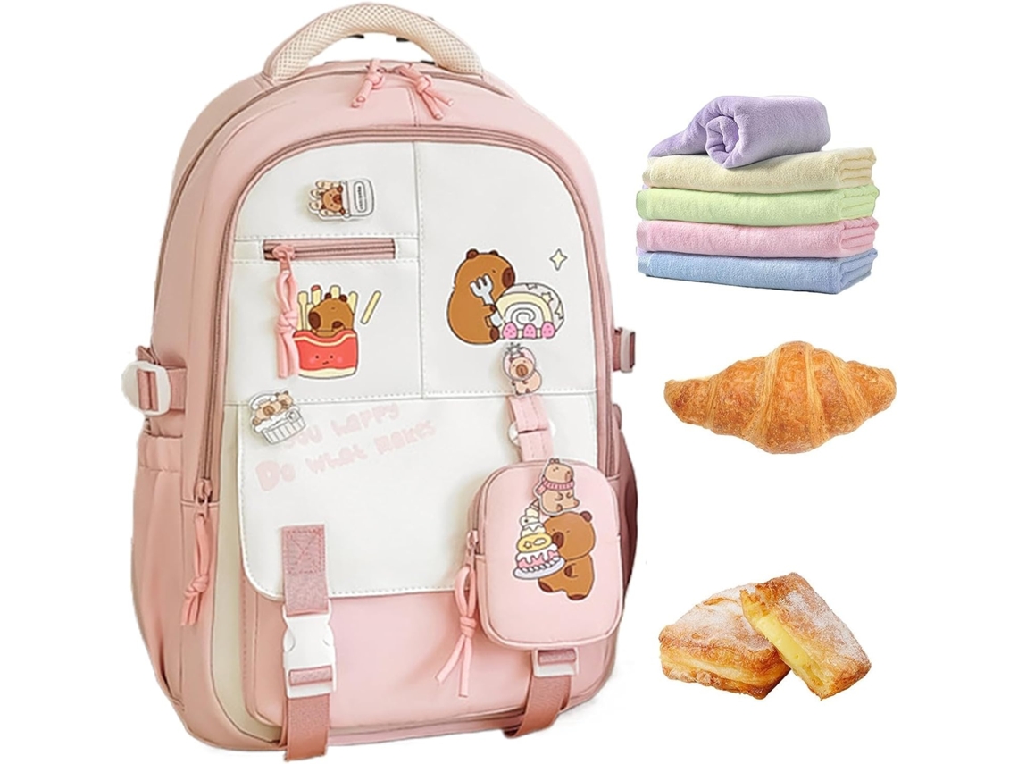 Lurelia Mochila Capivara Em Nylon, Bolsa Escolar Leve De 1 Kg Para Uso Diário