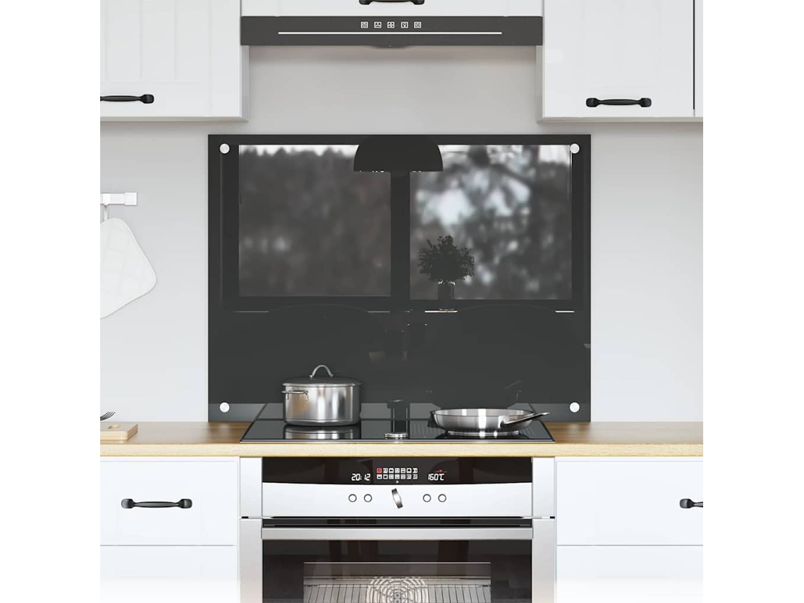 Vidaxl Painel De Cozinha Cinza Escuro 80 X 60 Cm Vidro Temperado