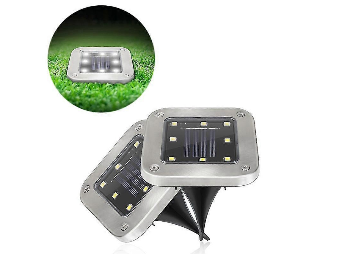 Rebe lâmpadas Solares Enterradas Exteriores Impermeáveis 8led Ip65 Decoração Jardim Pátio Branco Aço Inoxidável Abs