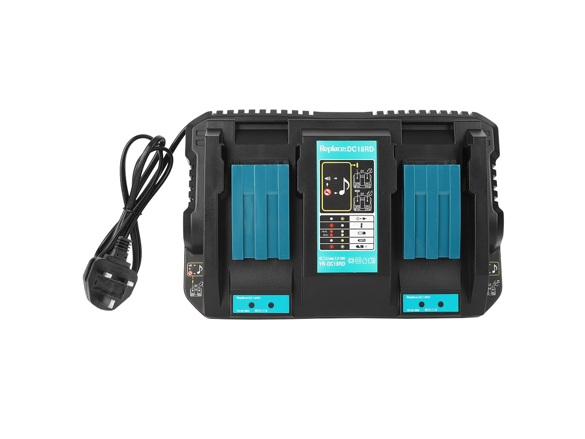 Carregador de bateria duplo com interface USB DC18rd para Makita BL1830 BL1430 14,4-18V Plugue Reino Unido 220-230V