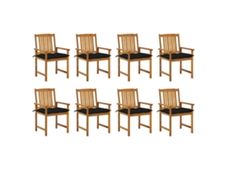 Vidaxl Cadeiras De Jardim Com Almofadões 8 Pcs Acácia Maciça