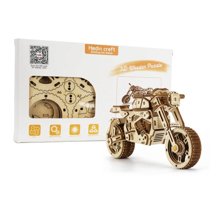 Kit de Montagem Mecânica 3d em Madeira para Montar uma Motocicleta Off road. MDUG