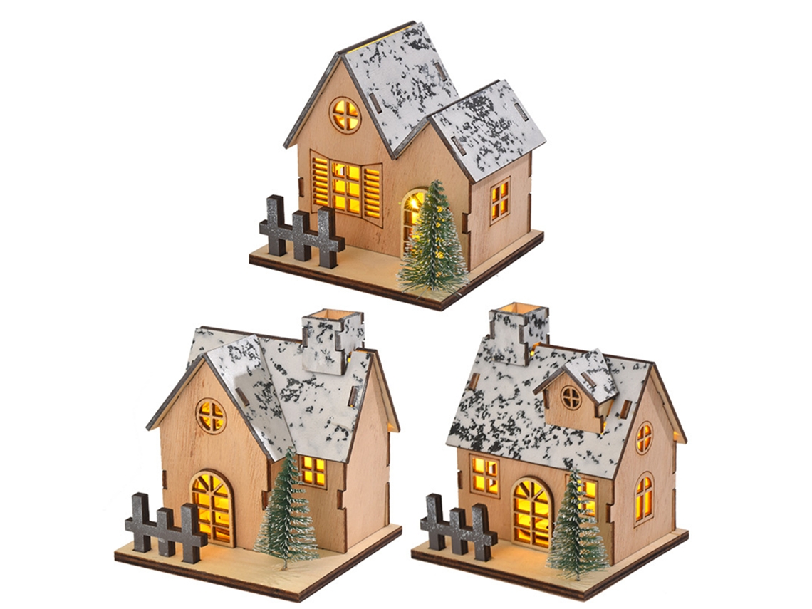 Decorações De Natal (com Iluminação Led, Material De Madeira) Eoocoo
