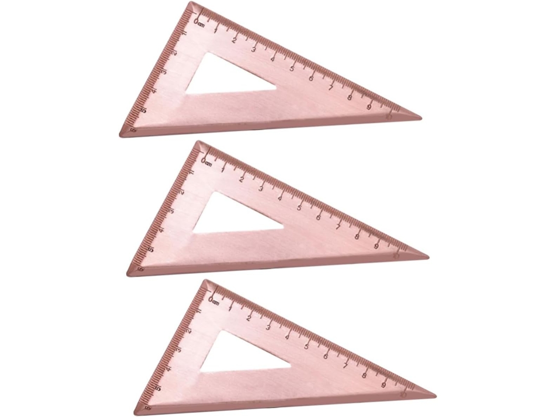 Régua Triangular De Cobre (3 Peças) Para Estudantes, Esquadro De