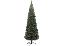 Árvore De Natal Artificial Nevada Slim 225 Cm, 980 Ramos E Pinhas, Base De Aço, Para Espaços Compactos, Verde