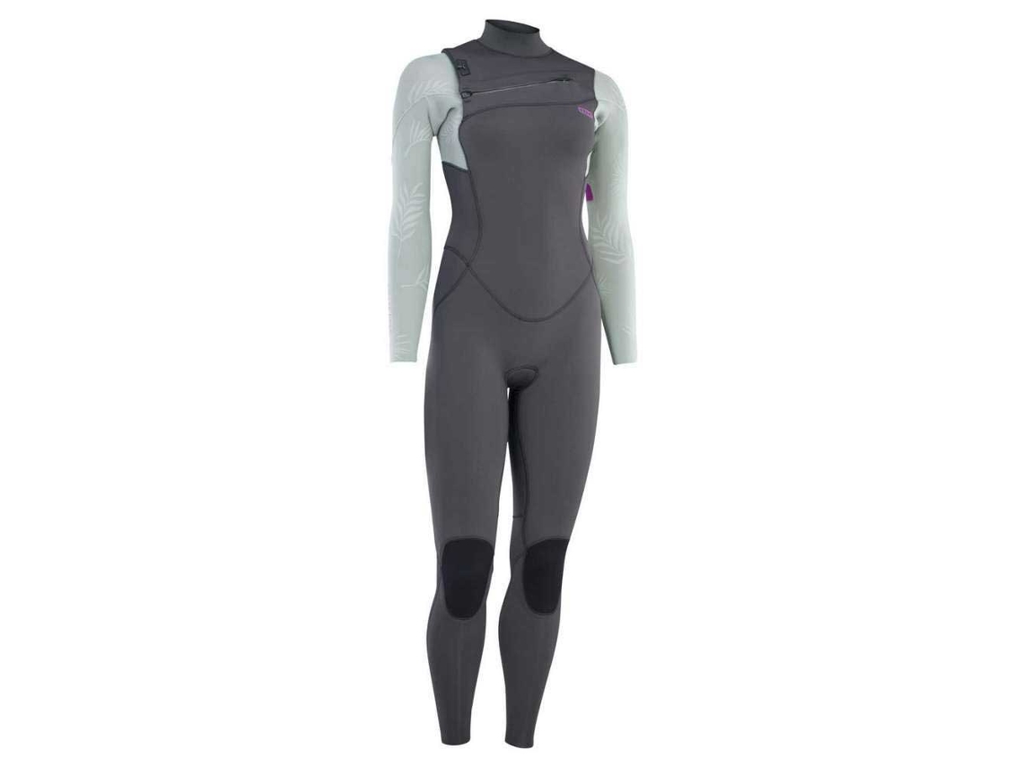 Terno de Neoprene Feminino Manga Longa com Zíper no Peito Amaze Core 3/2 Mm Cinzento Lion
