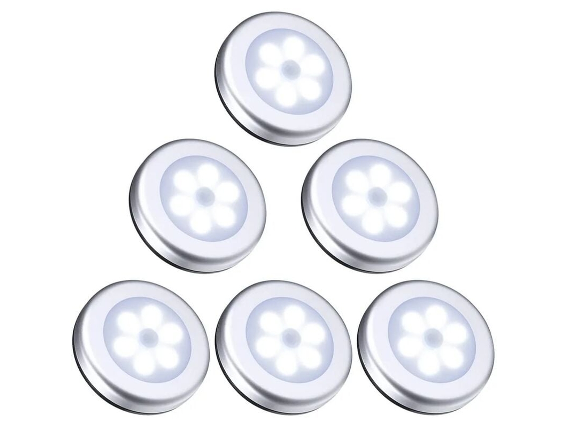 Luz noturna com sensor de movimento, luz LED para carro operada por bateria, luz para armário, pacote com 6 Slowmoose