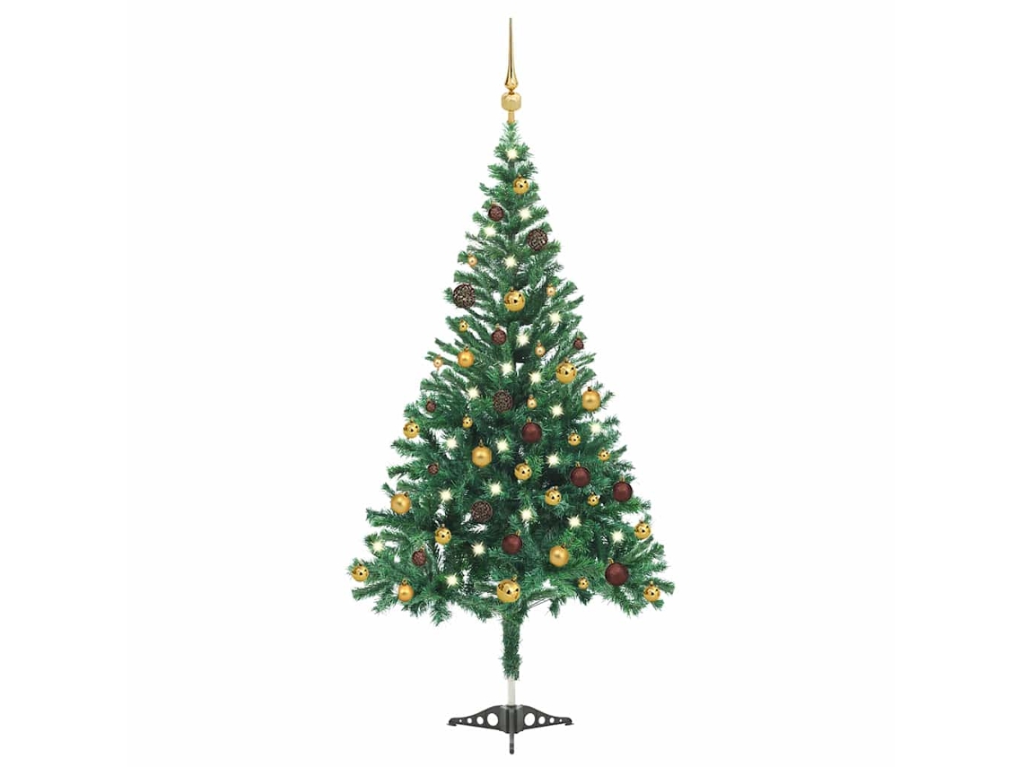 Árvore De Natal Artificial Pré-iluminada Pangivo Com Bolas E Led Verde 210 Cm