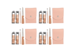 Kit De Manicure Com Tesouras De Unhas Aço Inoxidável E Estojo Rosa
