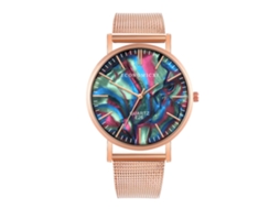Reloj De Pulsera Para Hombre Zhoulianfa Con Correa De Malla De Aleación Dial Redondo Analógico Negro+oro Rosa