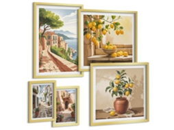 Pinturas Murais Modernas Game Over, Controles De Jogo Moldura Dourada Quadros Para A Sala De Estar Espelharte (conjunto De 5 Imagens)
