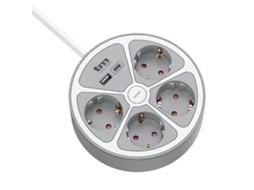 Extensão Com 4 Tomadas Com Interruptor Tm Electron Tmuad554cb (cinzento 3680 W 4 Schuko)