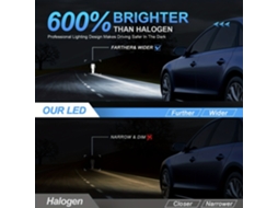 Farol de LED H7 para carro, 2 peças, 30000lm, chips CSP, 600% de brilho, branco 6000K, tamanho 1:1, mini lâmpada de cabeça, plug and play.
