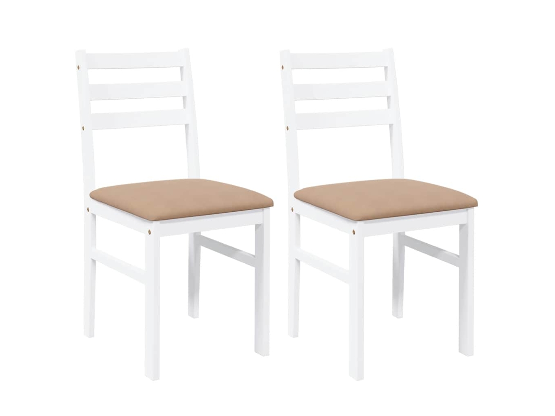 Maison Exclusive - Cadeiras De Jantar Com Almofadões 2 Pcs Madeira Maciça Branco