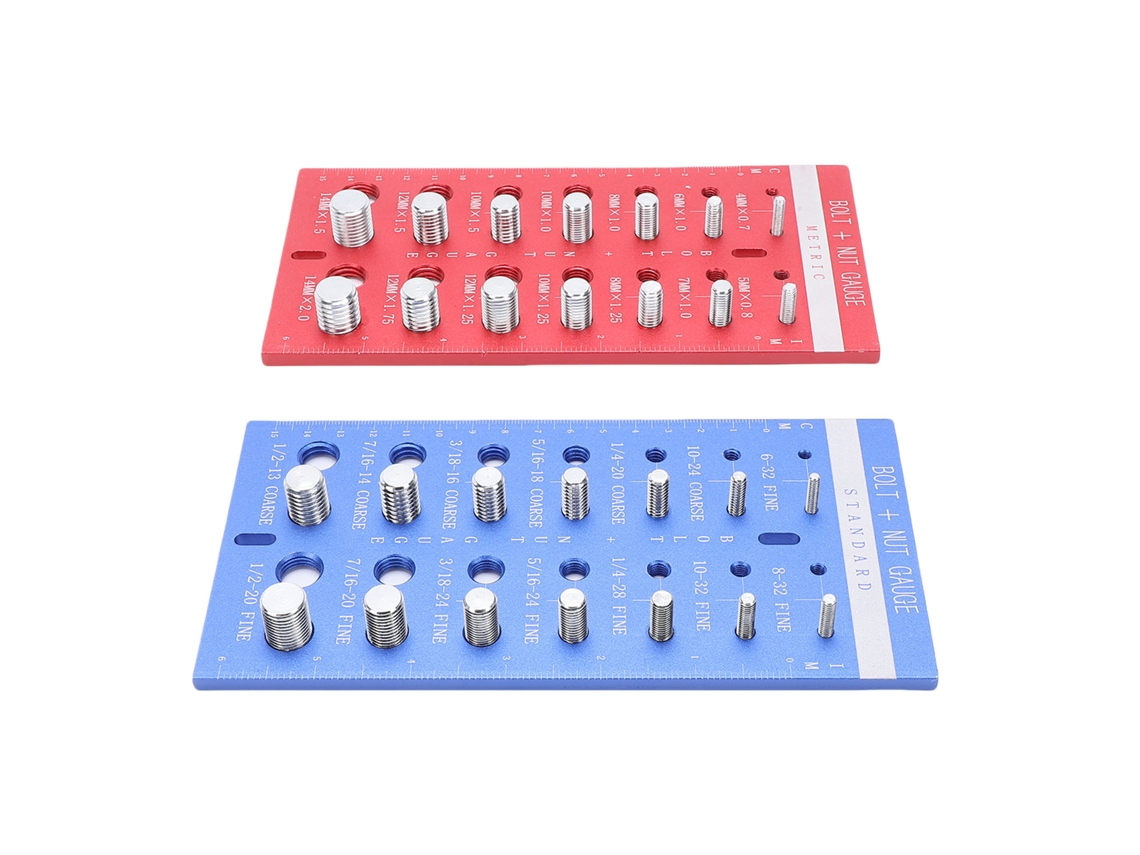 Laxiscreed Kit De Verificação De Rosca Para Parafusos E Porcas Com 14 Tamanhos, Inclui Pares Vermelhos E Azuis
