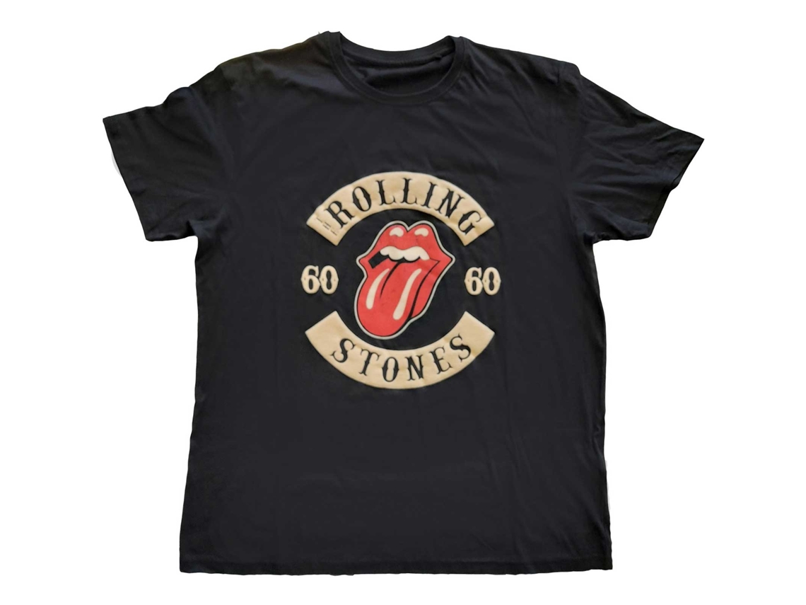T-shirt Rolling Stones Sixty Biker Tongue Preta Tamanho Pequeno ROCK OFF