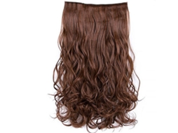 2026 extensão de Cabelo Ondulado Cacheado Mate Sintético 23,6 Polegadas com 6 Clips para Mulher Cor Marrom Claro