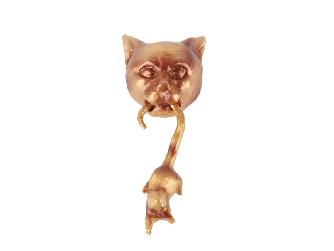 Pendente De Resina Batente Porta Gato Escultura Parede Gato Pegando Rato Decoração Interior