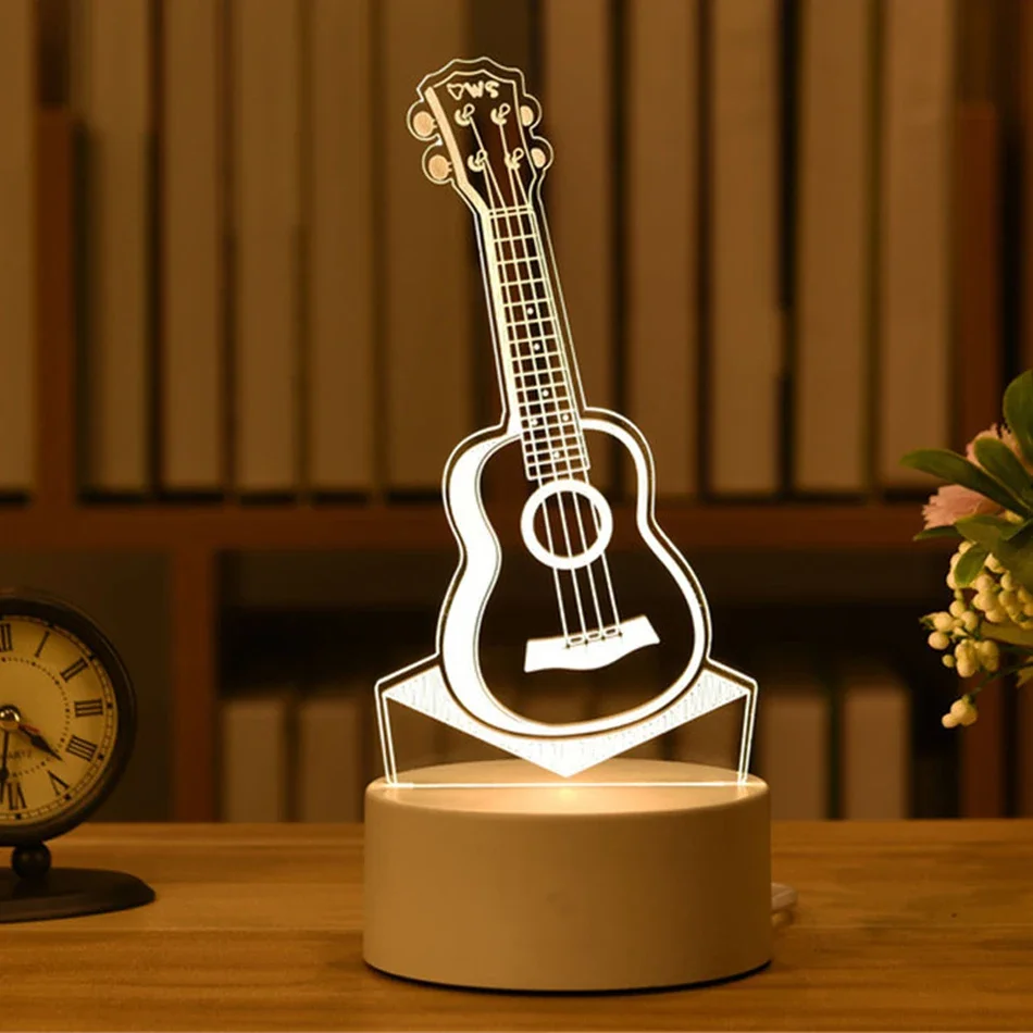 Luminária Noturna Led Usb 3d em Acrílico, Decoração para Quarto MDUG (luz Quente)