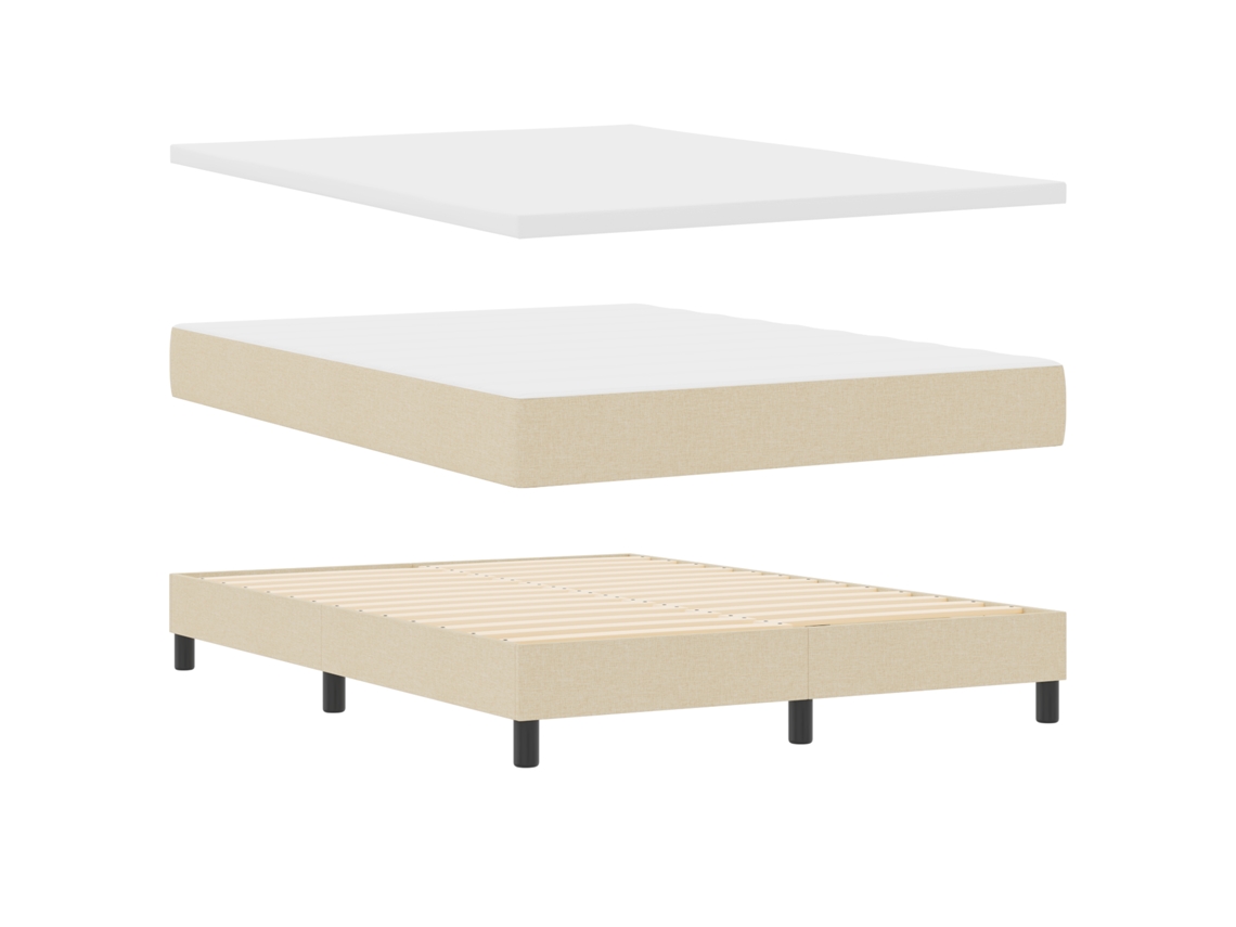 Conjunto 1 Cama Box Vidaxl Creme Tecido (140 X 200 Cm)