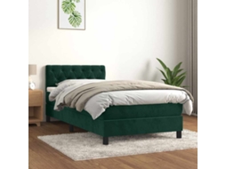 Vidaxl Cama Com Molas/colchão 80x200 Cm Veludo Verde-escuro