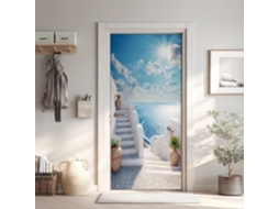 Pôster De Porta Santorini Trompe L'oeil, Adesivo De Parede Autoadesivo Da Grécia, Para Quarto
