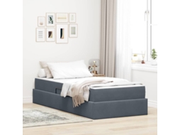 Vidaxl Cama Com Arrumação E Colchão Cinza Escuro 90 X 190 Cm Veludo