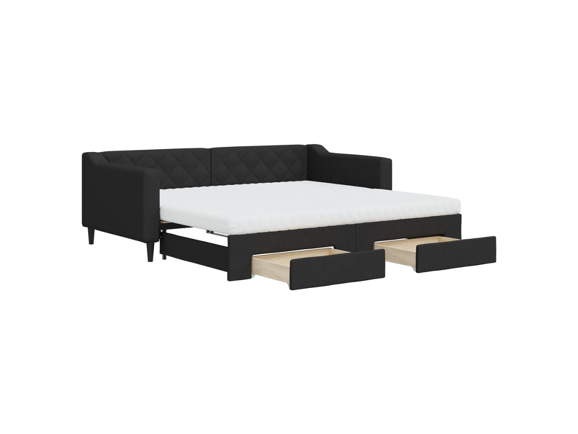Sofá cama MAISON EXCLUSIVE 90x190 cm com gavetão e gavetas tecido preto