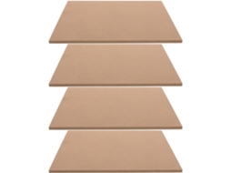 Conjunto De 4 Placas Quadradas De Mdf Na Cor Marrom Para Decoração.