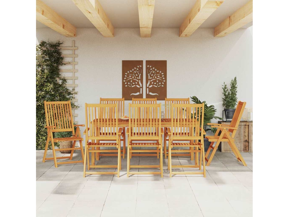 Vidaxl 9 Pcs Conjunto De Jantar Para Jardim 180x90x75 Cm Madeira De Acácia Maciça