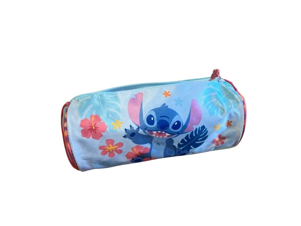 Estojo Infantil Stitch Forma Cilíndrica 23cm Grande Capacidade Azul E Rosa Ideal Para Escola E Escritório Eurobaq