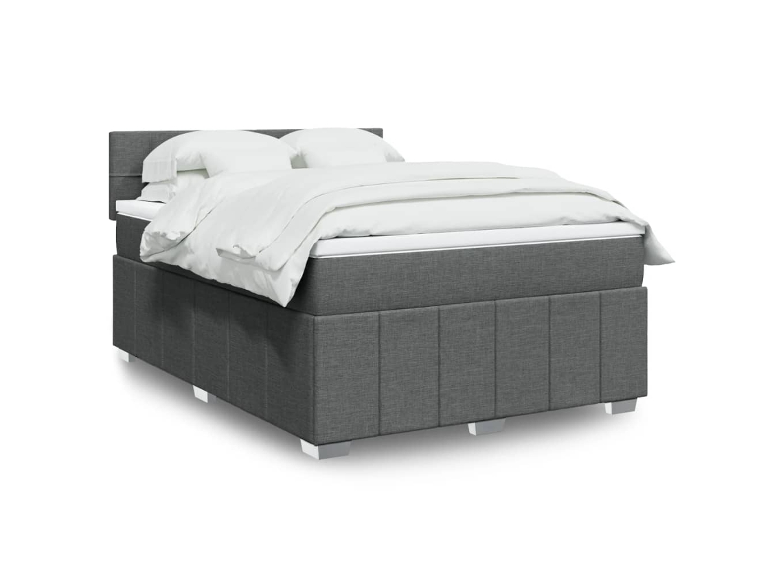 Vidaxl Cama Com Molas/colchão 160x200 Cm Tecido Cinzento-escuro