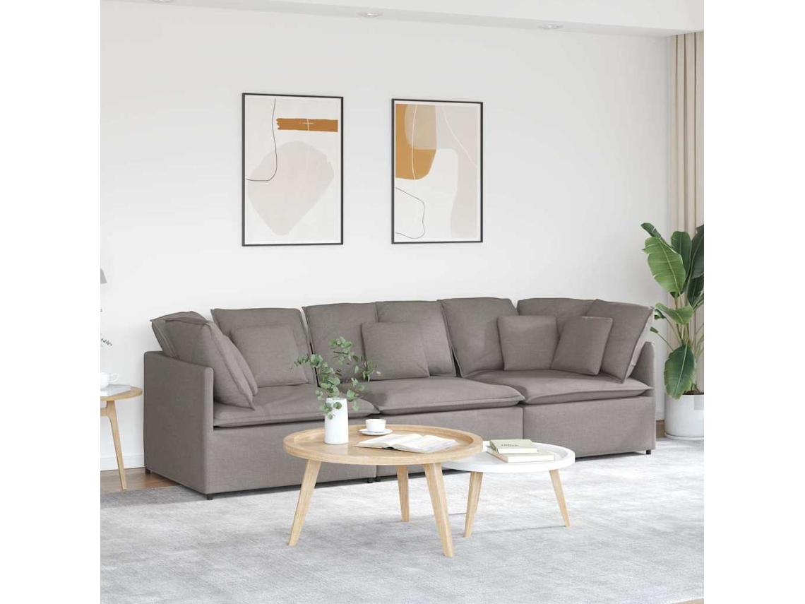 Vidaxl Sofá Modular Com Almofadas Tecido Castanho-acinzentado