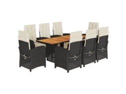 Maison Exclusive - 9 Pcs Conjunto De Jantar P/ Jardim C/ Almofadões Vime Pe Preto