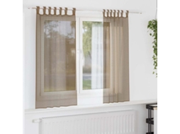 Vidaxl Cortinas De Voile Com Laços 2 Pcs Castanho-claro 140x175 Cm